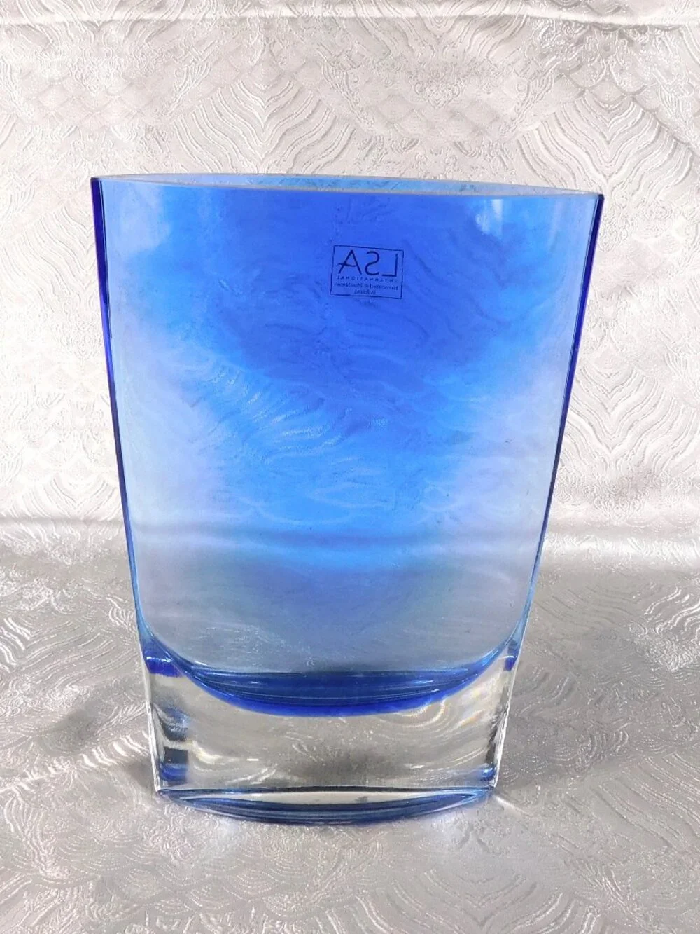 Slender Blue Art Glass Vase by LSA Poland # 27674